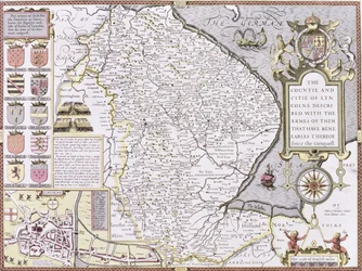 Die Grafschaft und Stadt Lincoln, graviert von Jodocus Hondius (1563-1612) aus John Speed